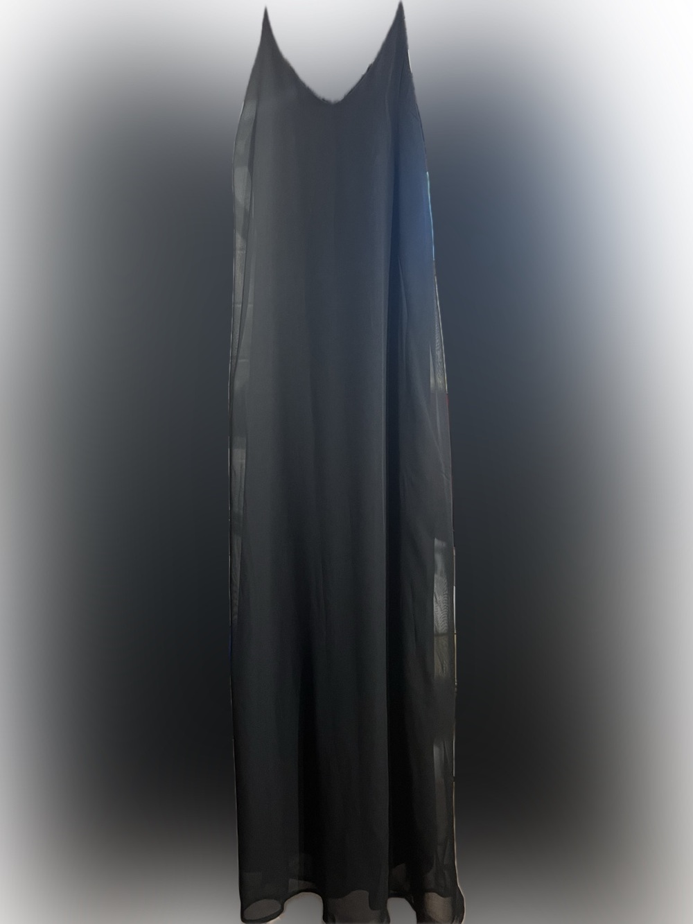 Old Navy Long Black Maxi Halter Dress with Sheer Overlay